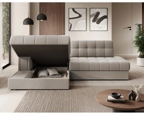 Divano angolare beige allungabile (con penisola a sinistra/con chaise lounge) con rivestimento in velluto Blezalt – ELTAP