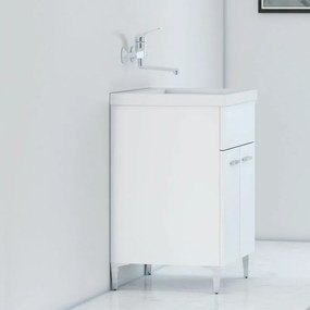 Mobile Lavatoio Bianco Lucido in ceramica 60x50 cm con strofinatoio integrato
