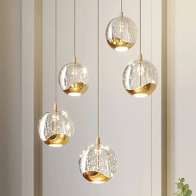 Lampada a sospensione in vetro Hayley Lucande, Chiaro / Trasparente, Soggiorno / Sala da pranzo, Vetro, Moderno, Lampada a sospensione