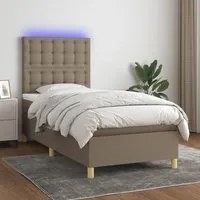 Letto a Molle con Materasso e LED Tortora 90x200 cm in Tessuto cod mxl 69851