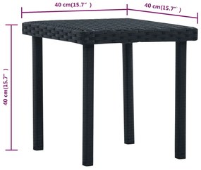 Tavolino da Tè da Giardino Nero 40x40x40 cm in Polyrattan