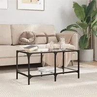 Tavolini con Piano Vetro Trasparente 2 pz 78,5x40x40 cm Acciaio 845976