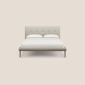 Midori letto imbottito trapuntato in ecopelle con piedini alti T04