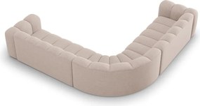 Divano angolare componibile beige con rivestimento in ciniglia Lupine – Micadoni