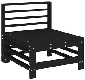 Set salotto da giardino 3 pz nero in legno massello di pino