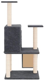 Albero per gatti con tiragraffi in sisal grigio scuro 109 cm