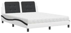 Letto con materasso bianco e nero 160x200cm similpelle