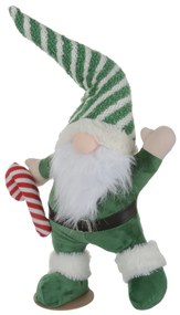 Gnomo Natale in piedi 65 cm cappello verde a righe