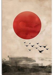 Quadro su tela – Japandi magia della luna rossa