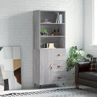 Credenza Grigio Sonoma 69,5x34x180 cm in Legno Multistrato 3189419