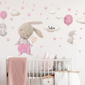 Coniglietti per la cameretta dei bambini - adesivi ad acquerello | Inspio