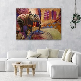 Quadro su tela, Elefante d'oro su un background astratto  Dimensioni 60x40