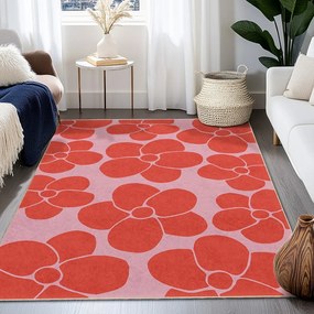 Tappeto rosso e rosa lavabile 60x100 cm Poppy Fields – Mila Home