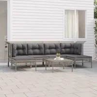 Set Divani da Giardino 7 pz con Cuscini in Polyrattan Grigio 3187553