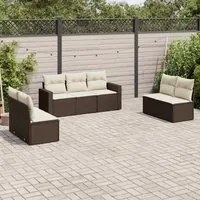 Set Divani da Giardino 7 pz con Cuscini Marrone in Polyrattancod mxl 110974