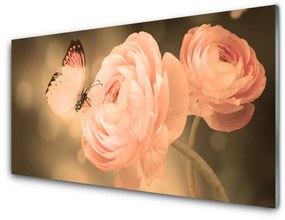 Quadro su vetro Farfalla Rose Natura 100x50 cm