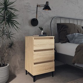Comodino Con Gambe İn Metallo Rovere Sonoma 40x35x69 Cm /