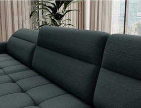 Divano angolare verde allungabile/con contenitore (con penisola a destra/a U) e rivestimento in velluto Berrto – ELTAP