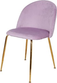 Sedia da pranzo in velluto Glicine con gambe in metallo Oro - PARIS 2 sedie