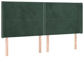 Letto a Molle con Materasso e LED Verde Scuro 200x200cm Velluto