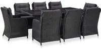 Set da Pranzo per Esterni 9 pz in Polyrattan Nero cod mxl 40208