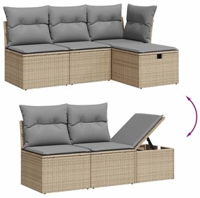 Set divani da giardino 7 pz con cuscini beige in polyrattan