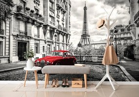 Carta da parati – Auto retrò rossa a Parigi