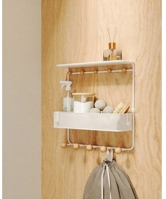 Appendiabiti da parete in metallo bianco naturale con ripiano Estique - Umbra