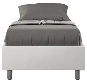 Letto singolo contenitore imbottito 80x200 similpelle bianco Azelia