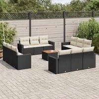 Set Divani da Giardino 13pz con Cuscini Nero in Polyrattancod mxl 89399