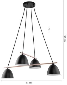 Lampadario a sospensione con filo AIDA 4xE27/15W/230V