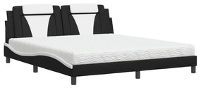 Letto con materasso nero e bianco 180x200 cm in similpelle