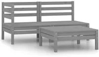 Set Divani da Giardino 3 pz in Legno Massello di Pino Grigio cod mxl 39561