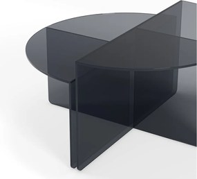 Set di tavolini da salotto rotondi grigi in vetro 2 pz ø 80 cm Velta – MOME