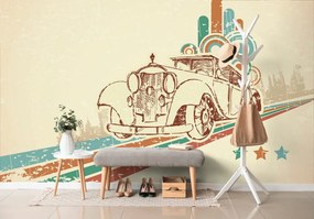 Carta da parati – Auto con sfondo vintage