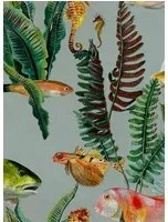 Coordonne Carta da parati Bank of Fish - Cyan