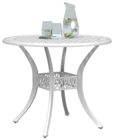 Tavolo da giardino bianco Ø90x75 cm in alluminio pressofuso