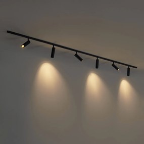 Modern railsysteem met 6 spots zwart 1-fase - Slimline Uzzy