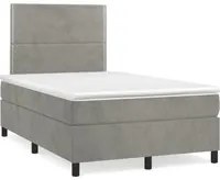 Letto a Molle Materasso e LED Grigio Chiaro 120x190 cm Velluto 3270305