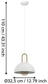 Eglo 99695 - Lampadario su corda CALMANERA 1xE27/40W/230V bianco