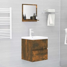 Specchio da bagno rovere fumo 40x10,5x37cm in legno multistrato