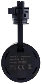 Faro LED 40W Monofase Nero 38°e 60° 130LM/W CRI92 no Flickering Colore Bianco Caldo 2.700K