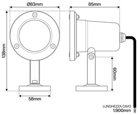 Faro ad immersione Orientabile per piscine e fontane, IP68 Base MR16
