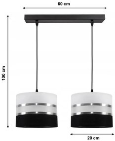 Lampadario a sospensione con filo CORAL 2xE27/60W/230V bianco e nero