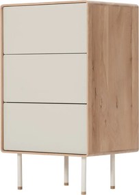 Cassettiera alta bianca in legno di quercia con 3 cassetti 60x100 cm Fina - Gazzda