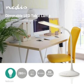 Nedis LTLG3M1WT4 - Lampada da tavolo LED dimmerabile 6W/5V 2200mAh bianca