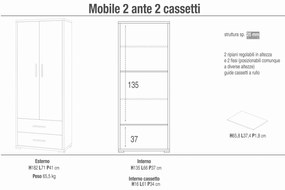 GARE - armadio moderno con due ante e due cassetti