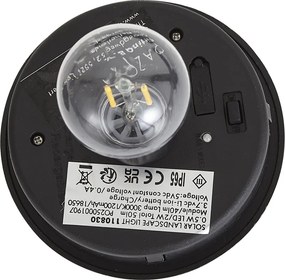 Dissuasore da esterno moderno nero con vetro scanalato con LED solare IP65 - Ribble Mushroom