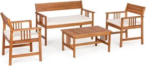 Set Salotto Da Esterno 4 Posti In Legno Di Acacia Con Cuscini Noemi Bizzotto