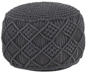 Pouf Lavorato A Mano Macramé Antracite 45x30 Cm İn Cotone /